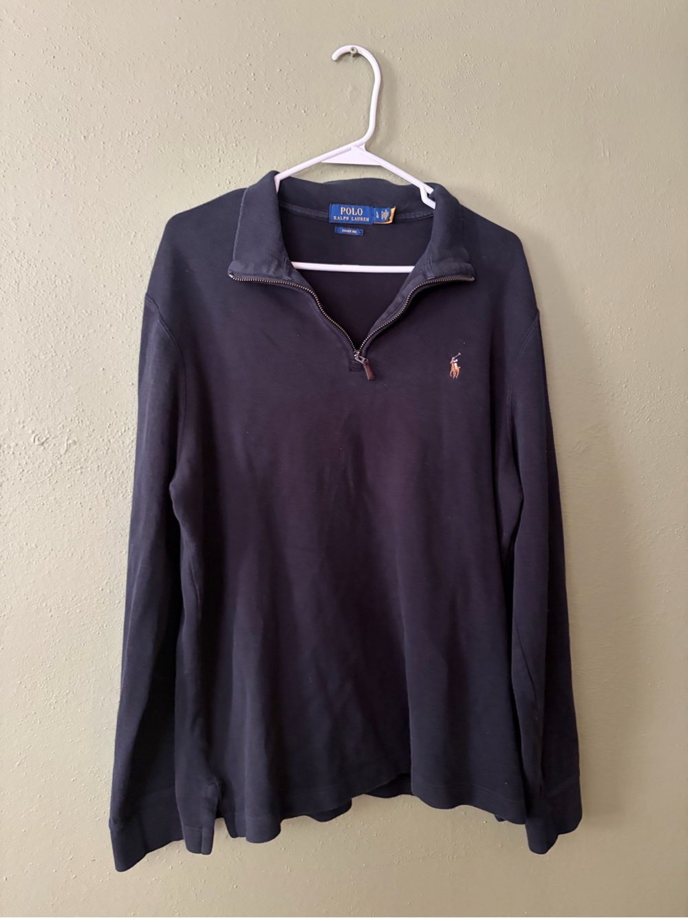 Ralph Lauren Black Men's Half-Zip Polo Sweater with Pony Logo